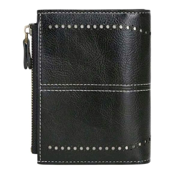 Stylish Black Leather Wallet with Stud Accents - Picture 5 of 10